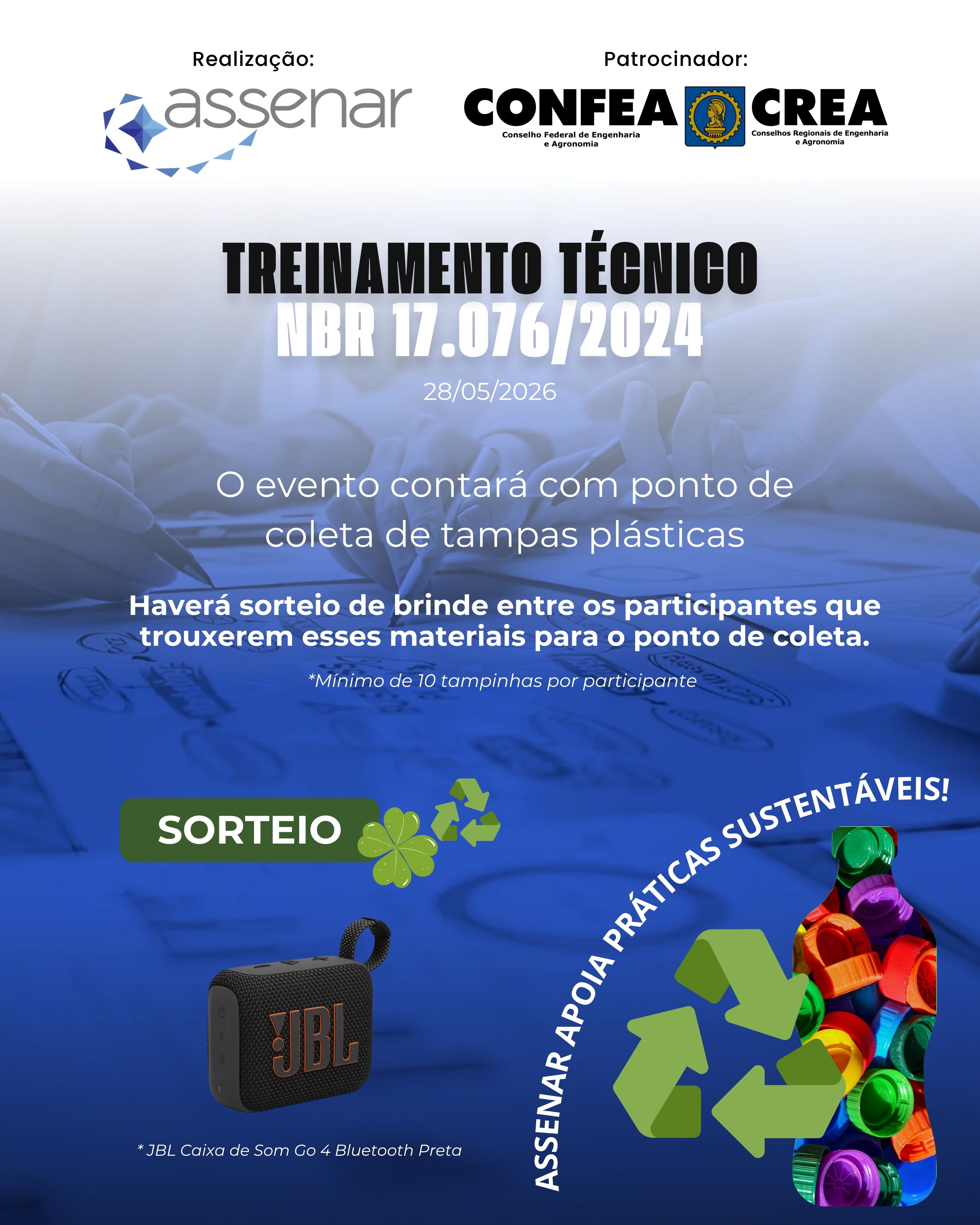 O evento contará com ponto de coleta de tampas plásticas
